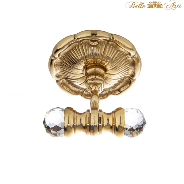 Towel hook 2-fold made of brass decorated with crystal - high quality and rustproof