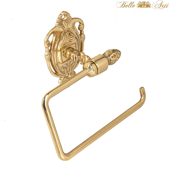 Luxury toilet paper holder in vintage look made of brass - gold polished