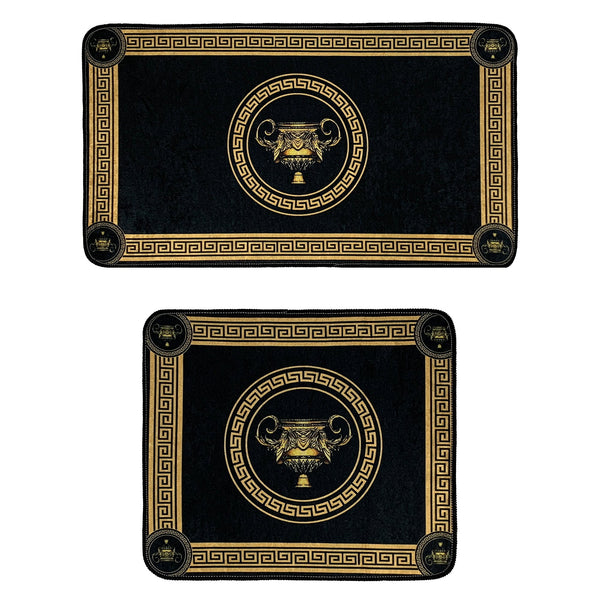 Amphora bathroom set in black gold - washable, absorbent and non-slip