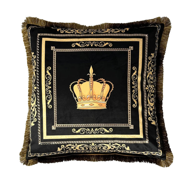 Velvet cushion with zipper and filling - crown