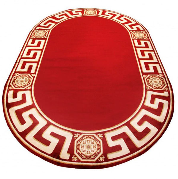 Carpet Oval Meander Red