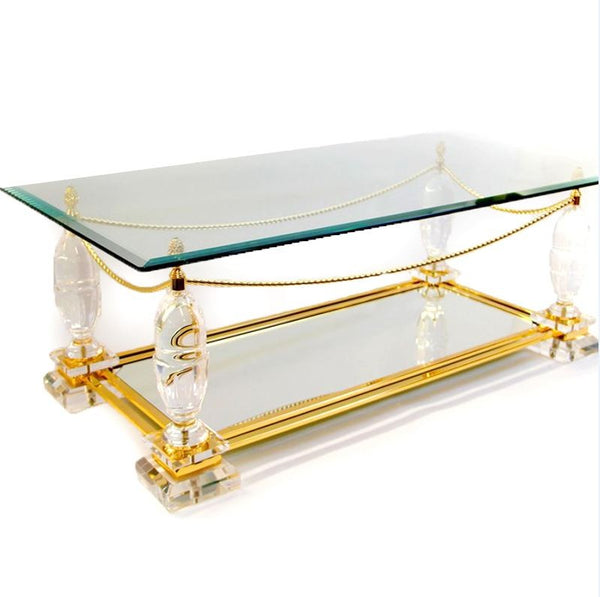Coffee table acrylic cord gold