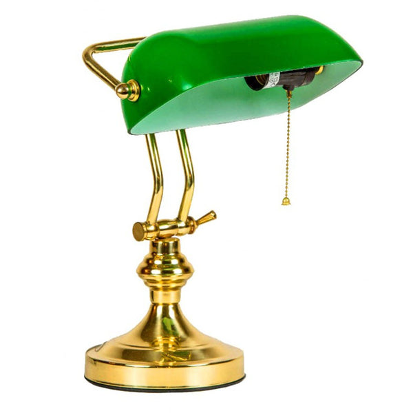 Banker table lamp gold-green