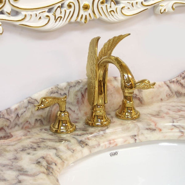 Luxury swan bathroom faucet gold plated