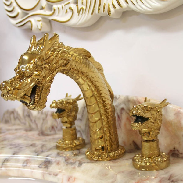 Bathroom fitting dragon gold plated