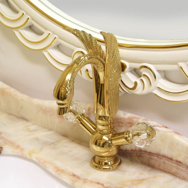 Bathroom faucet swan gold crystal