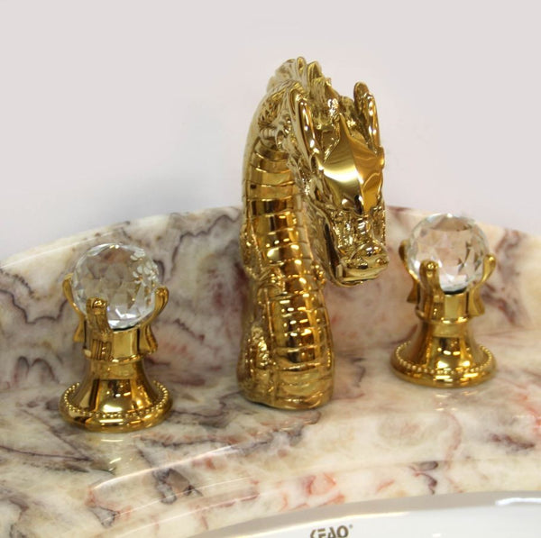 Bathroom faucet dragon gold crystal