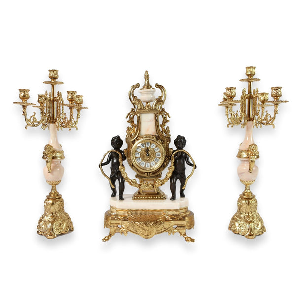 Clock set marble figure