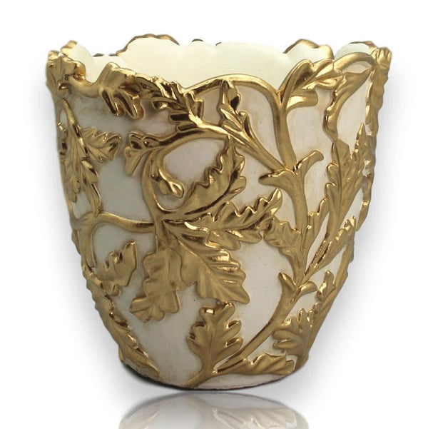 Decorative flowerpot cream-gold