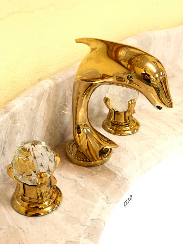 Bathroom fitting dolphin gold plated