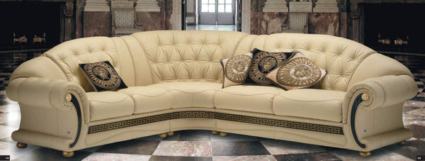 Corner sofa set leather beige royal