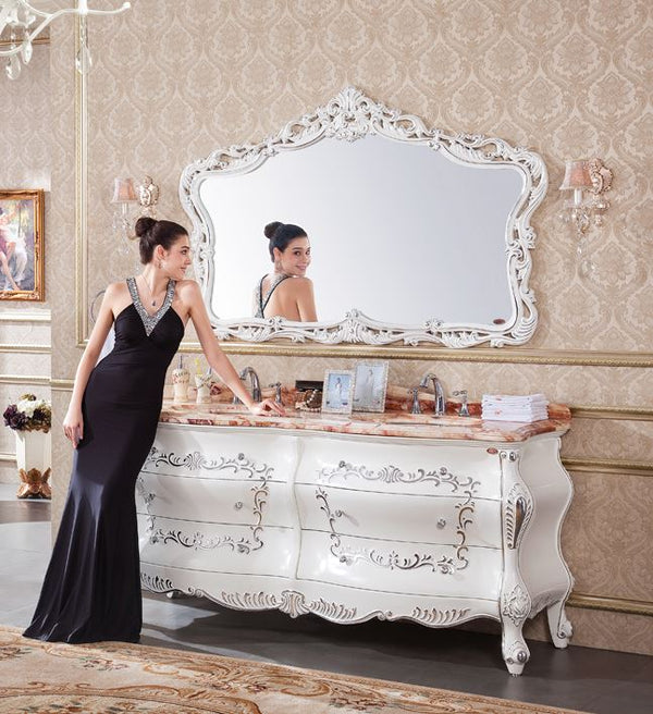 Double washbasin white/gold