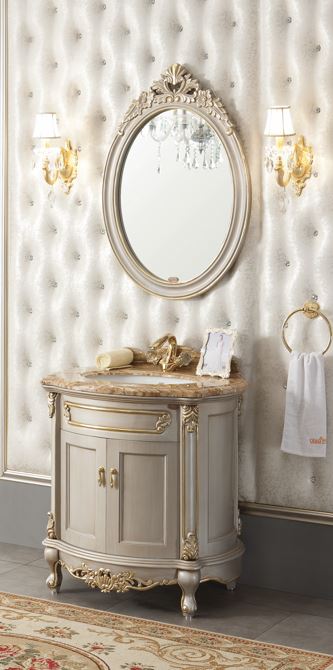 Vanity unit with mirror marble