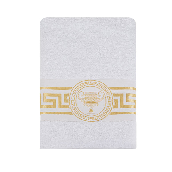 Meander Amphora Towels White Gold