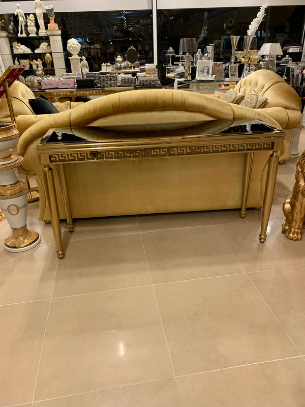 Console Gold Black Glass Top