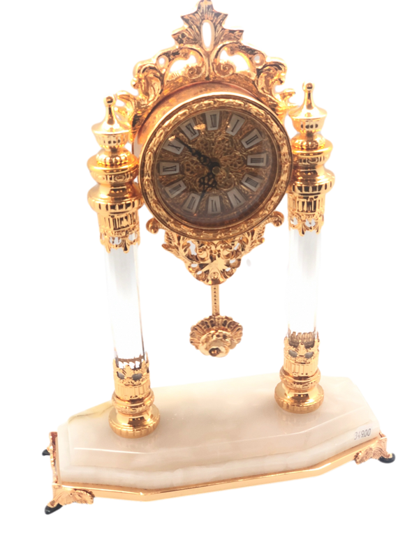 Acrylic and marble mantel clock