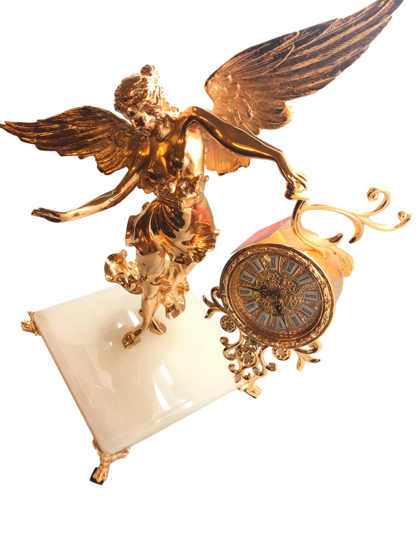 Mantel clock with angel figure