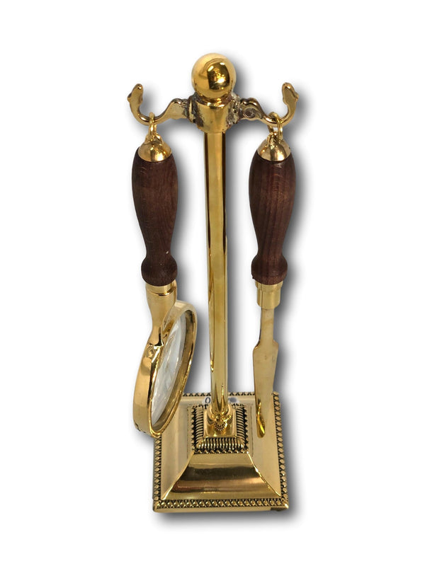 Set magnifying glass and letter opener brass