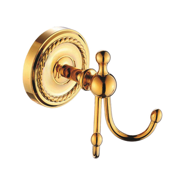 Vintage double towel hook made of real brass Verona - high quality & rustproof