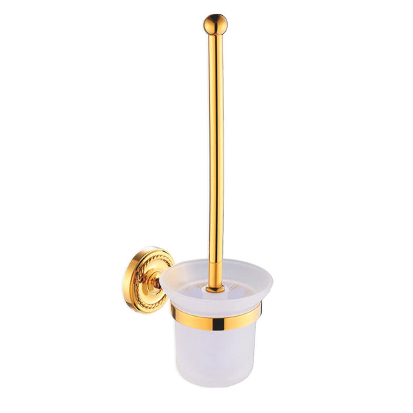 WC toilet brush with holder made of brass and glass Verona - wall mounting, elegant and rustproof