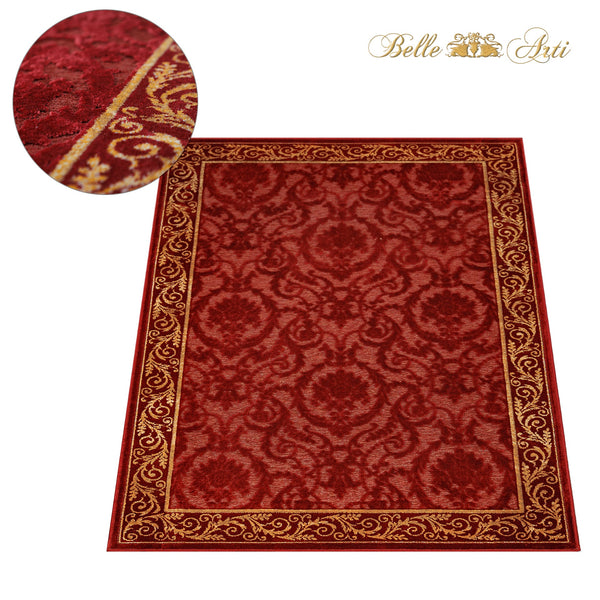 Luxury carpet Farashe living room in red - 3D silk look - 100% viscose - hand-knotted