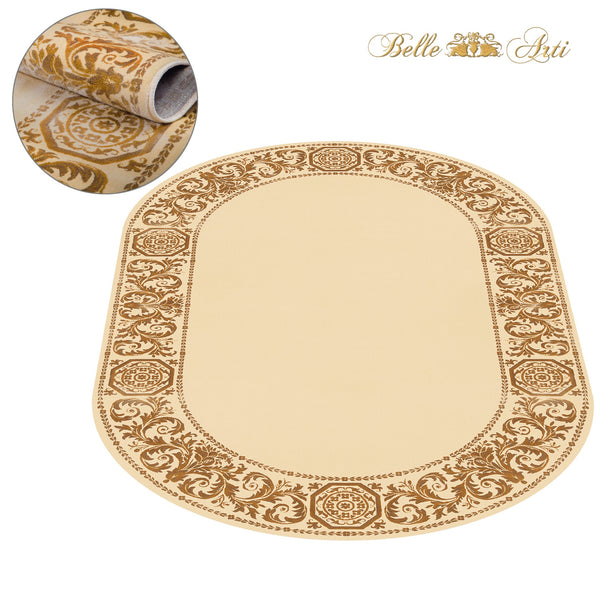 Carpet Oval Baroque Beige
