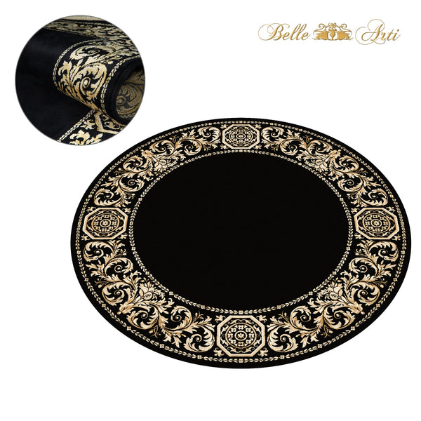 Carpet Round Baroque Black