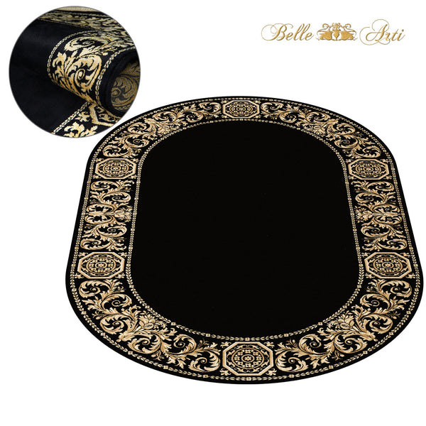 Carpet Oval Baroque Black