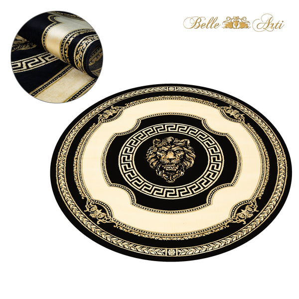Carpet Round Lion Black Beige