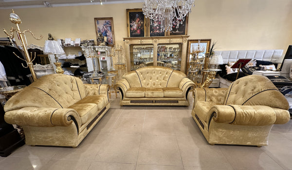 Prestige Gold Velvet 1-2-3 Seater Sofa Set