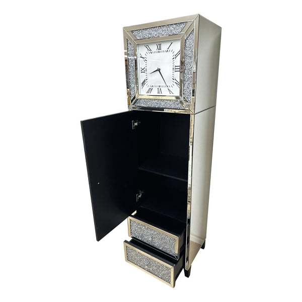 Grandfather clock mirrored with storage space