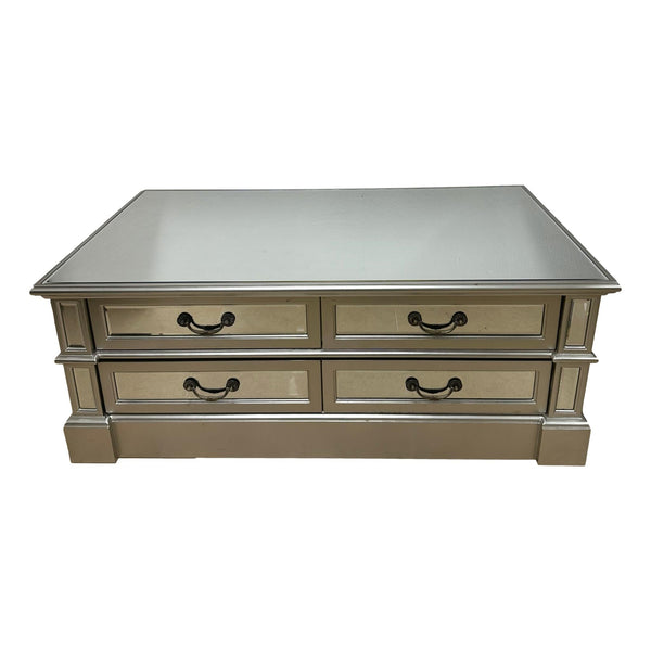 Mirrored coffee table with wooden frame (8 drawers)