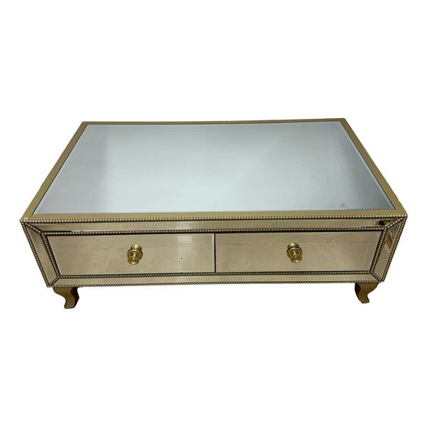 Coffee table mirrored wooden edge gold