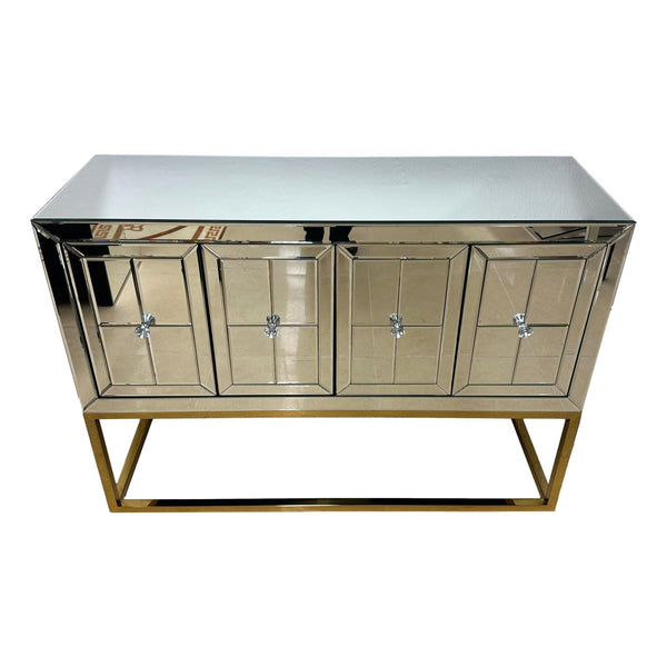 Chest of drawers mirrored gold base (4 doors)