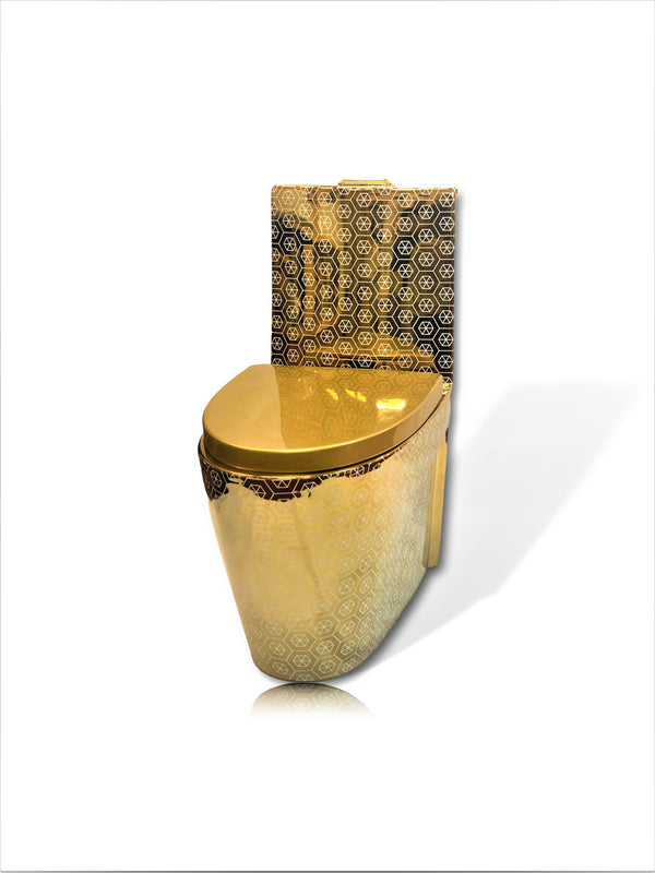 Golden Toilet Checkered Hexagonal Model 2