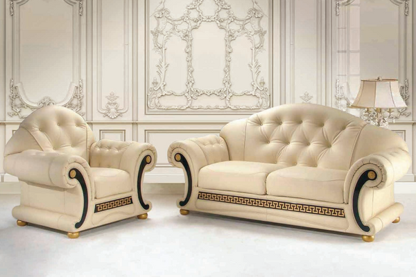 Venus Royal Leather Beige Sofa Set