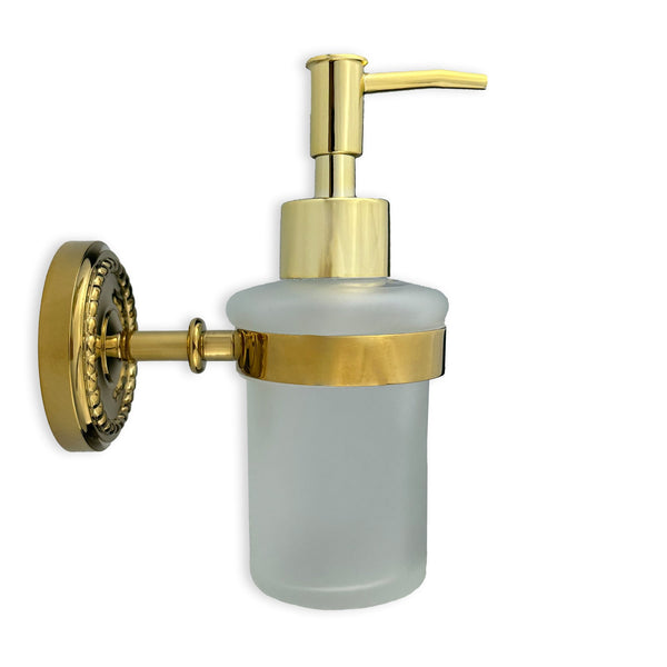 Luxury soap dispenser with wall bracket made of brass Verona - refillable and rustproof