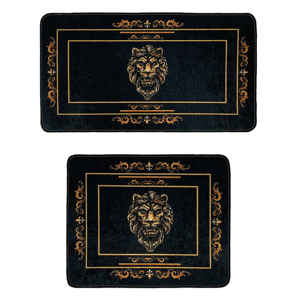 Lion bath mat in black gold - soft, absorbent and non-slip