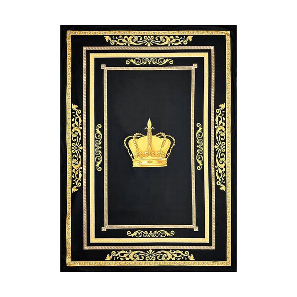Exclusive Sherpa blanket with crown motif in black gold - 150 x 200 - warm & cuddly soft