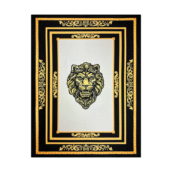 Exclusive Sherpa blanket lion in black gold - 150 x 200 - warm & cuddly soft