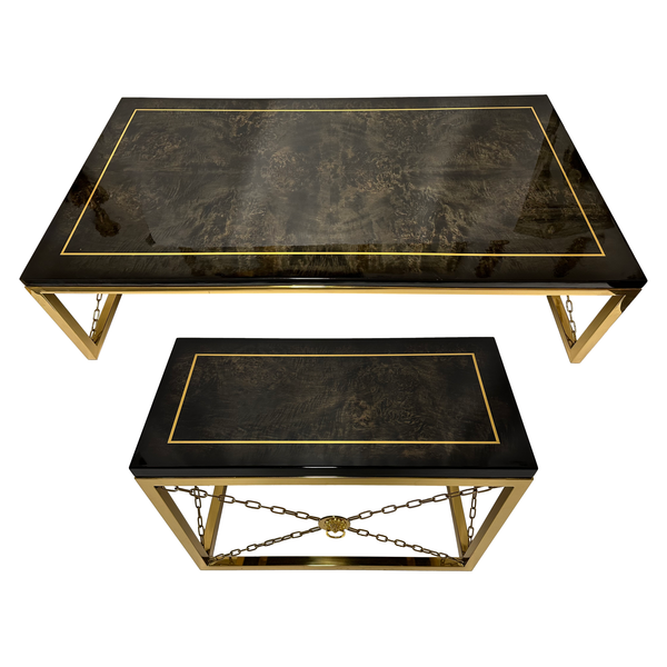 Coffee table & side table high gloss lion